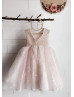 Beaded Pearl Tulle Tea Length Lovely Flower Girl Dress